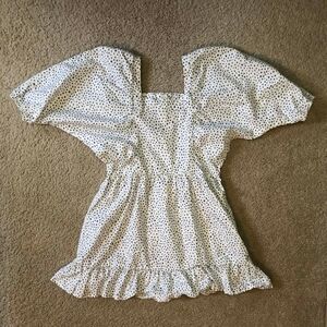 GB Girls Black and White Puff Sleeve Blouse